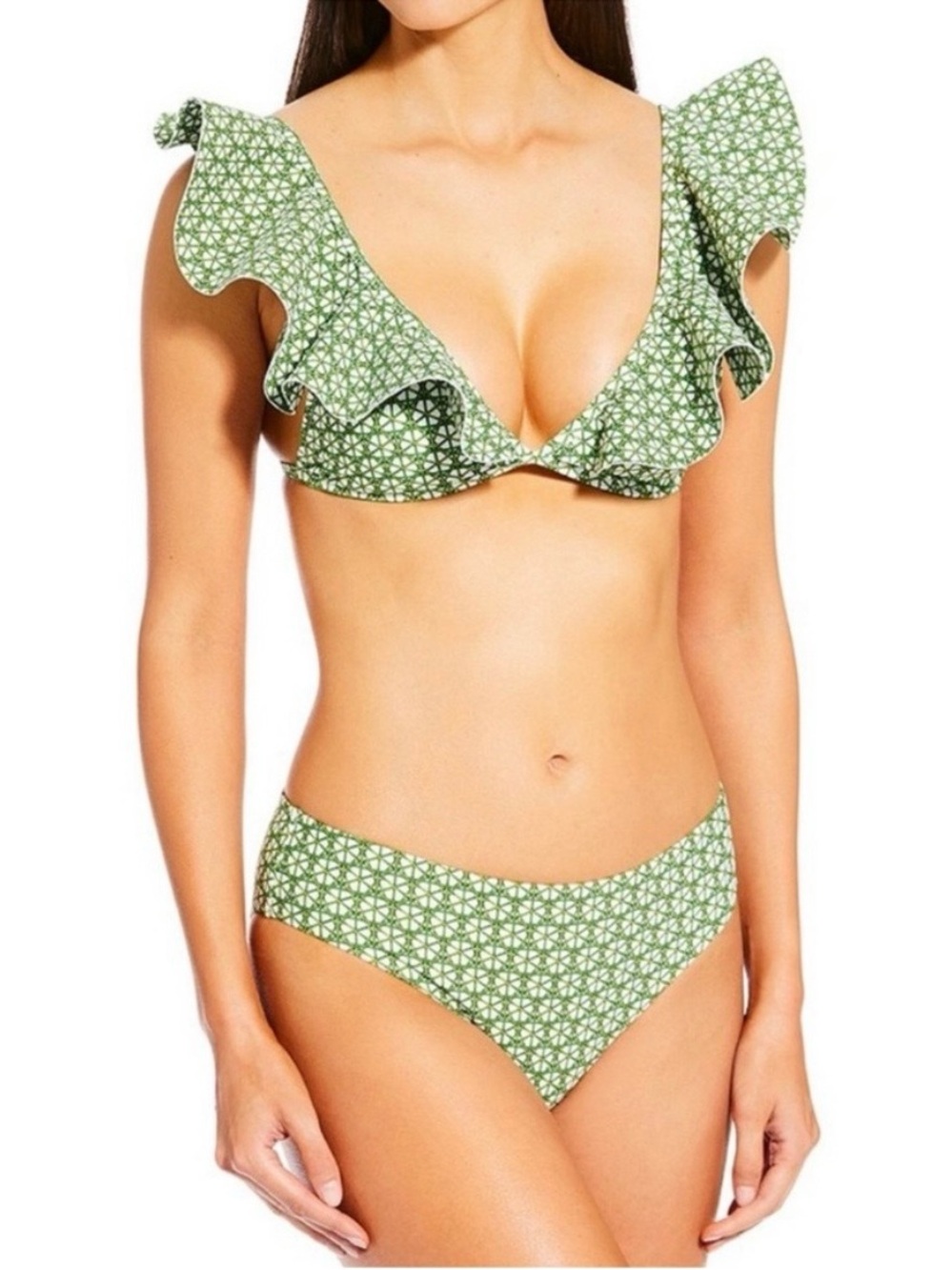 NWT Antonio Melani x Style by Simkins Marguerite ruffle swim top and bottom